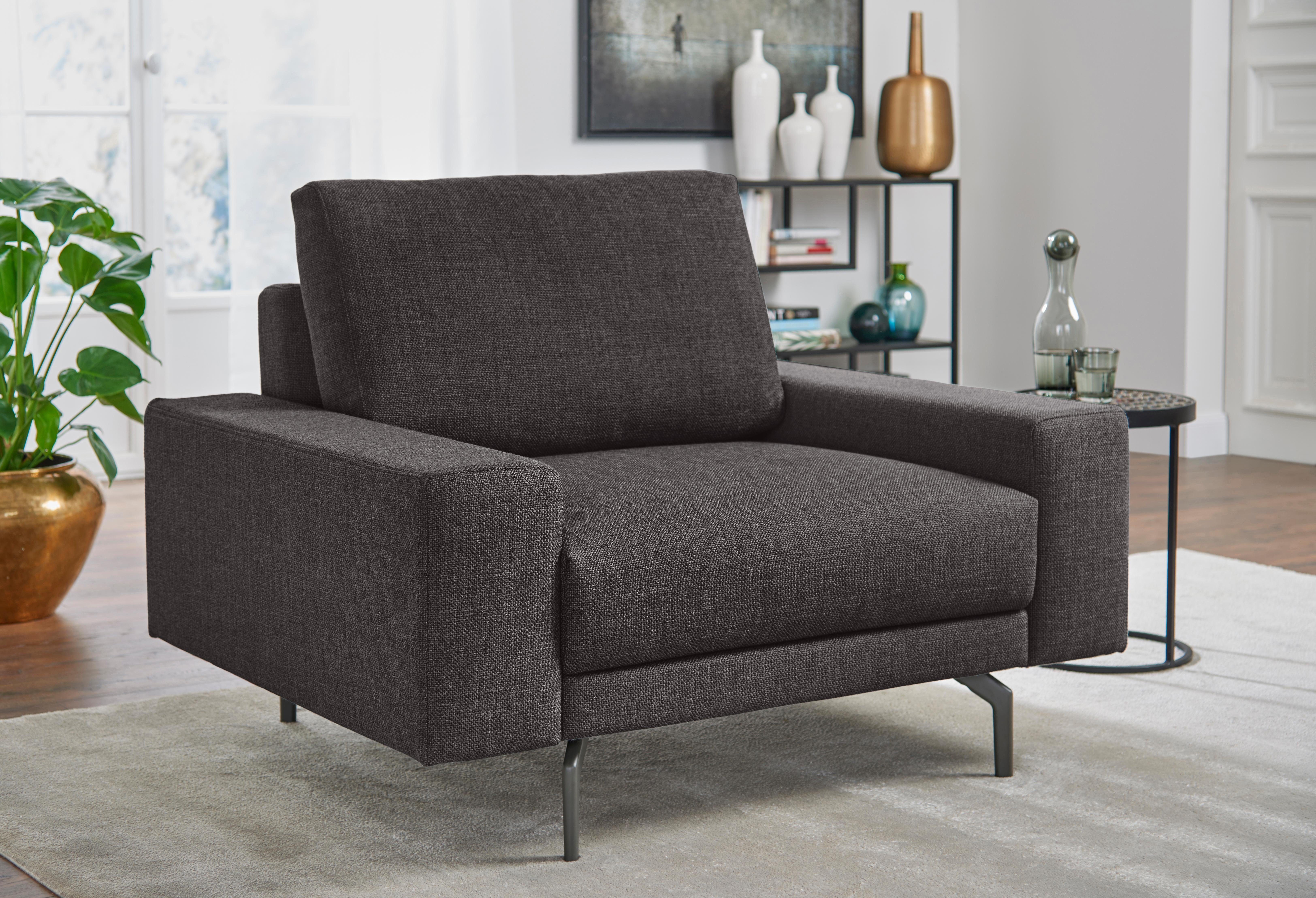 hülsta sofa Sessel hs.450, Armlehne Breite 120 umbragrau, cm in niedrig, breit Alugussfüße