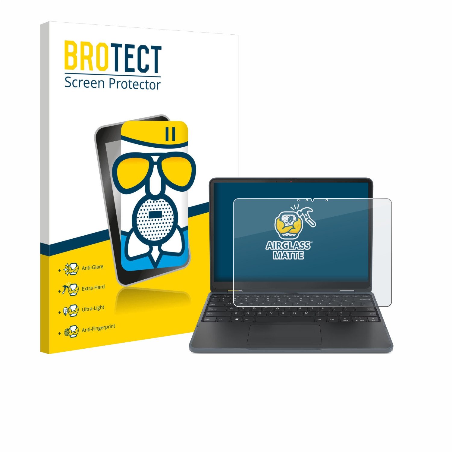 BROTECT Displayschutzglas Folie für Lenovo 500w Yoga Gen 4, Schutzfolie Glas Panzer Display Schutz matt