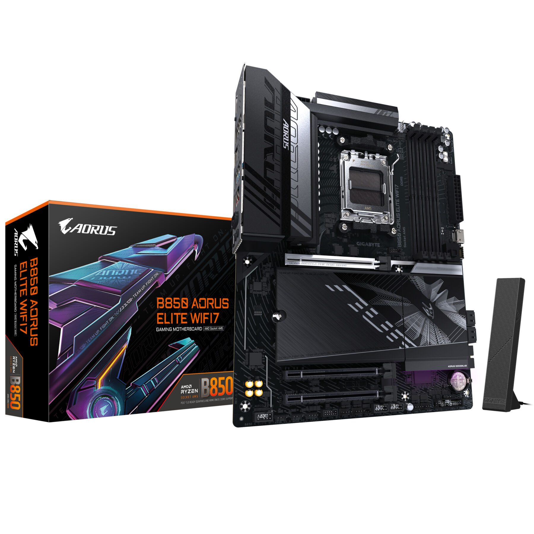 Gigabyte B850 AORUS ELITE WIFI7 Motherboard - AMD Ryzen 9000 Serie CPUs, 14+2+2 Mainboard, Wi-Fi 7 (802.11be)