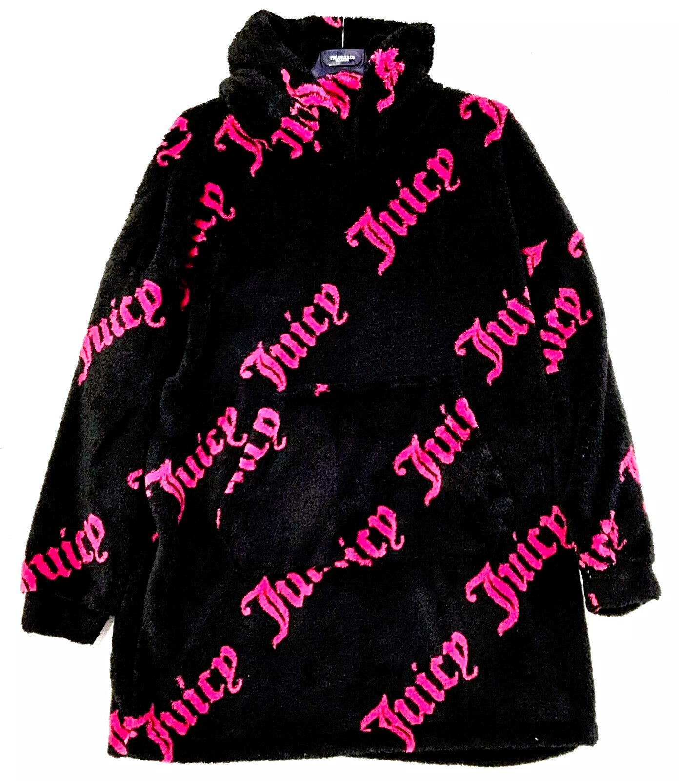 Juicy Couture Kapuzenpullover Juicy Couture TK PLUSH EMBOSSED LONG HOODIE, Damen Lange Pullover Kapuze, Lange Pullover Hoodie, Kängurutasche