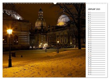 CALVENDO Wandkalender Nachts in Dresden (Premium, hochwertiger DIN A2 Wandkalender 2023, Kunstdruck in Hochglanz)