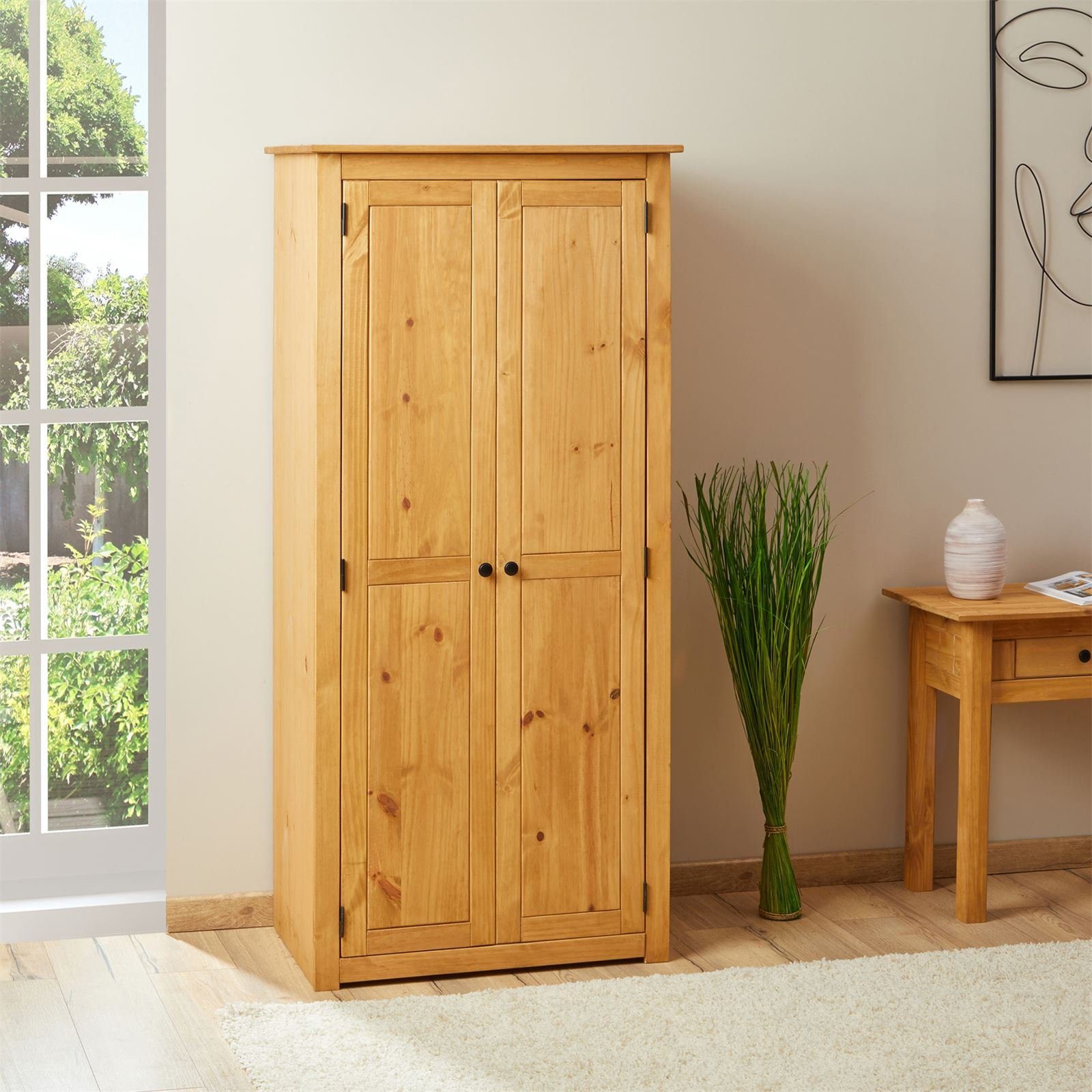 CARO-Möbel Kleiderschrank CANCUN Garderobenschrank aus Kiefer Massivholz mi günstig online kaufen