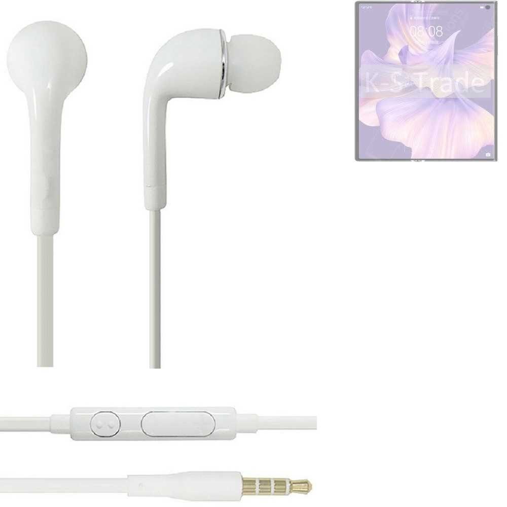K-S-Trade für Huawei Mate 3,5mm) Mikrofon Headset mit In-Ear-Kopfhörer 2 u Xs Lautstärkeregler (Kopfhörer weiß