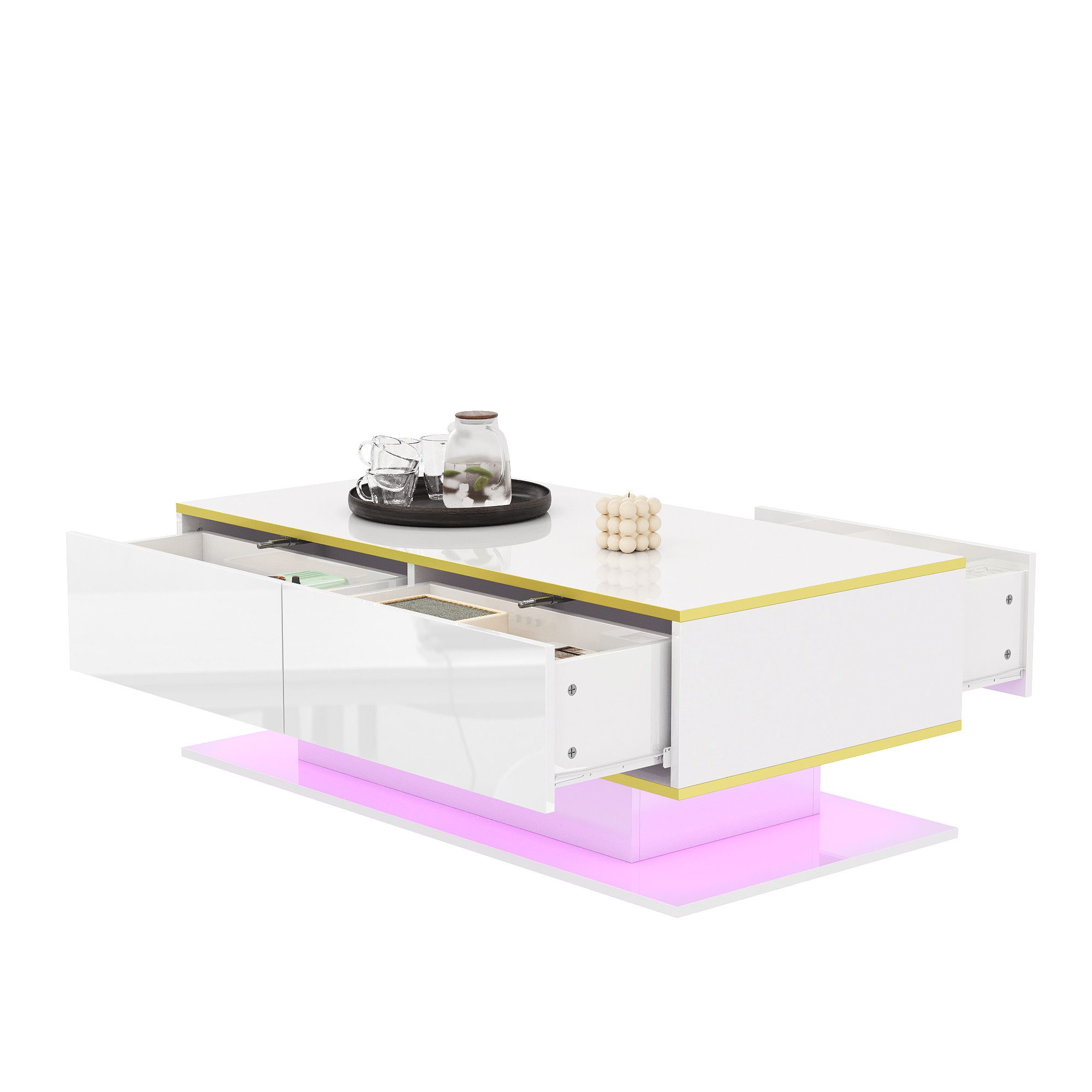 Refined Living Couchtisch LED-Couchtisch mit Hochglanzoberfläche, günstig online kaufen