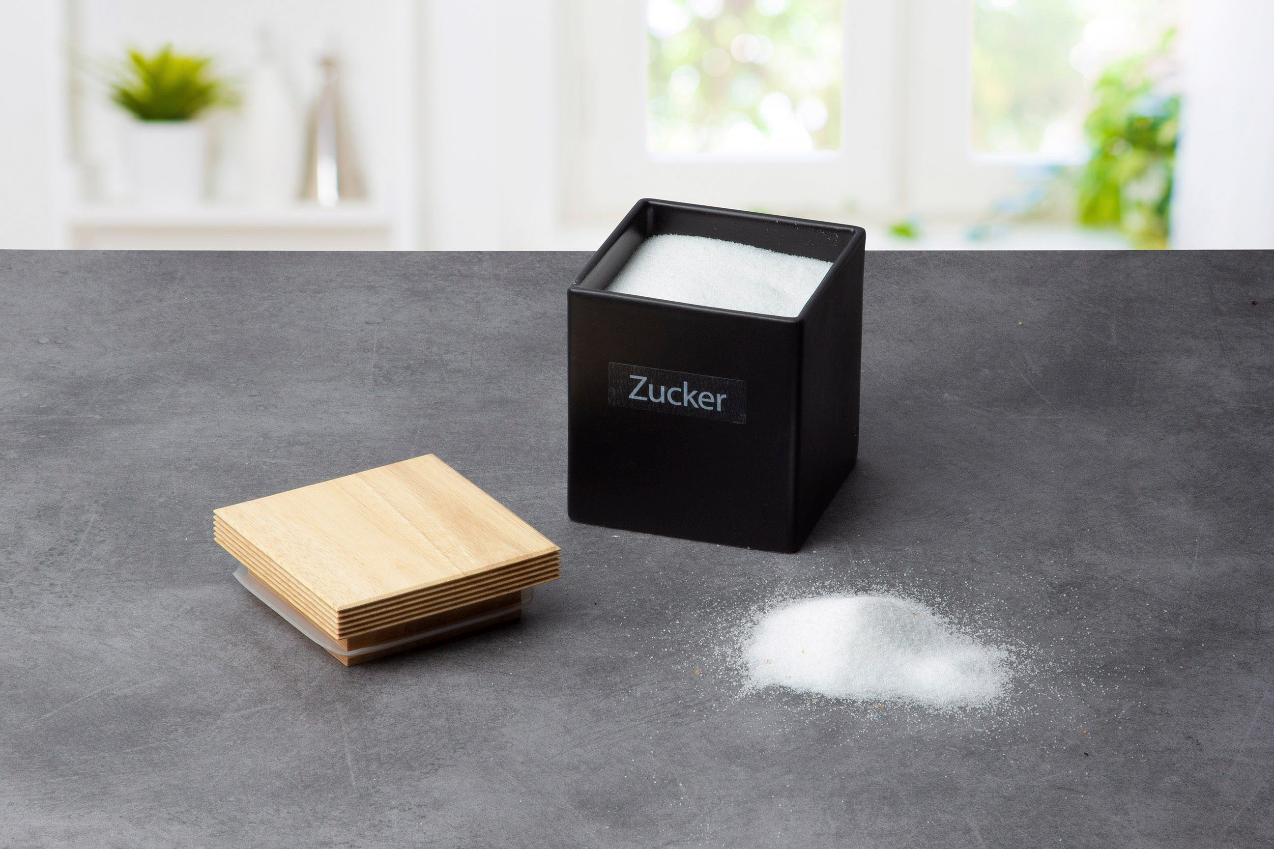 Continenta Zuckerdose, Keramik, Massivholz, (1-tlg), Zuckerdose
