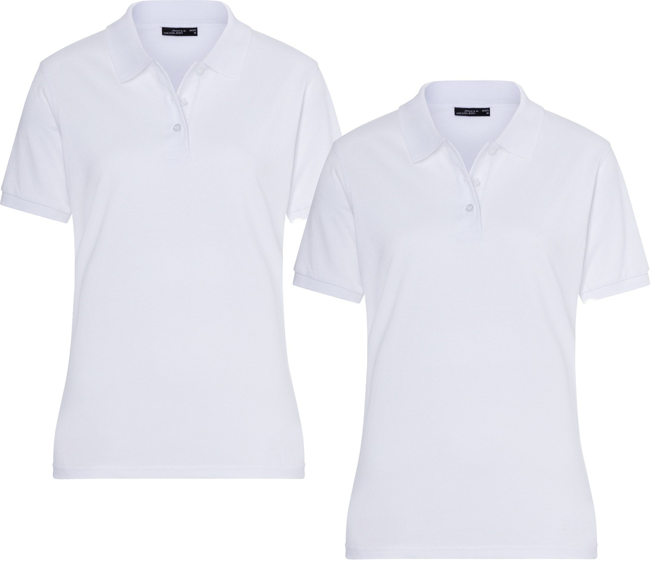 James & Nicholson Poloshirt Doppelpack Feines Damen Piqué-Poloshirt mit gestrickten Bündchen JN071 (Doppelpack, 2er-Pack) Sportlicher Schnitt mit Seitenschlitzen