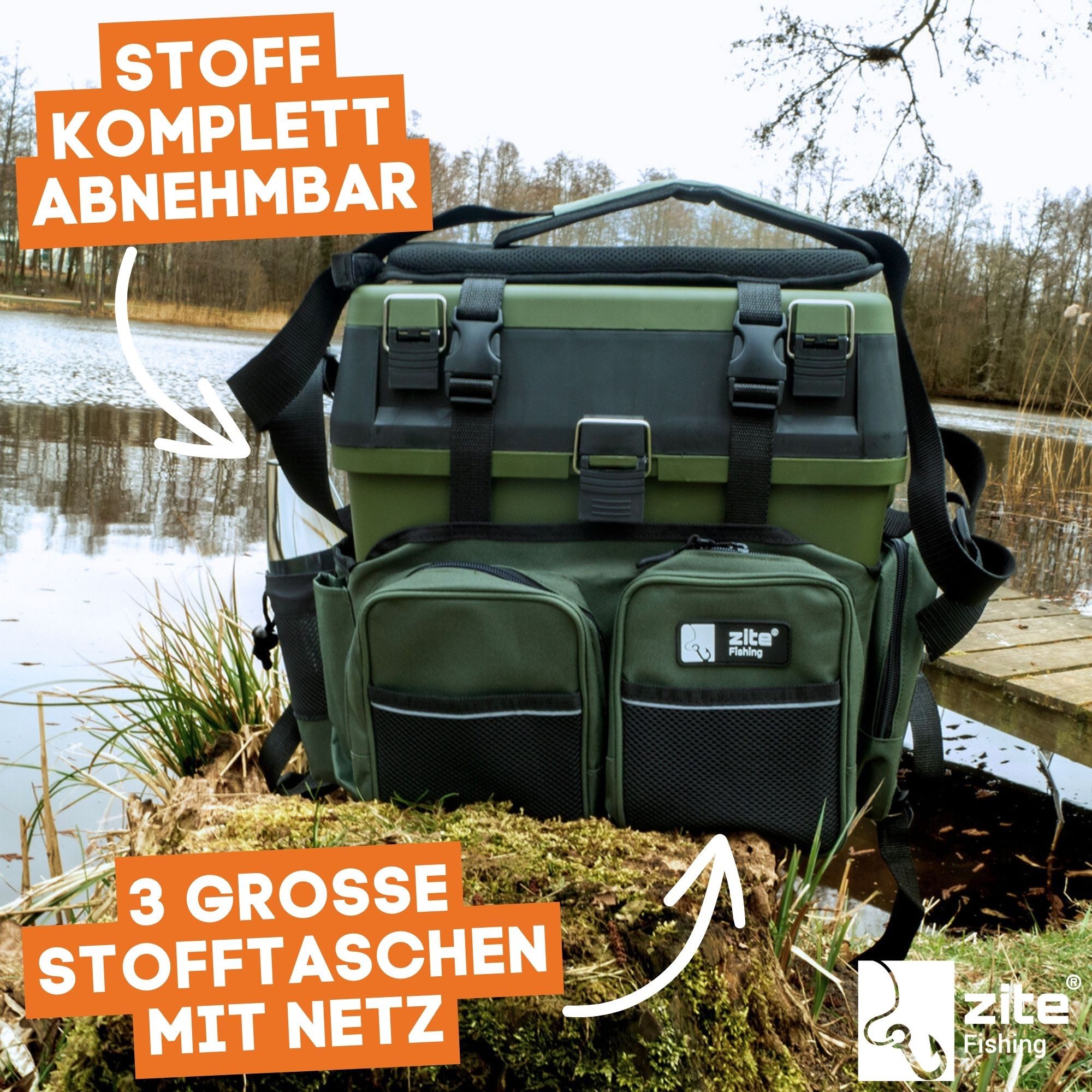 Zite Angelrucksack und Multi-Sitzkiepe in 1 - Inklusive 4 Tackleboxen im De günstig online kaufen