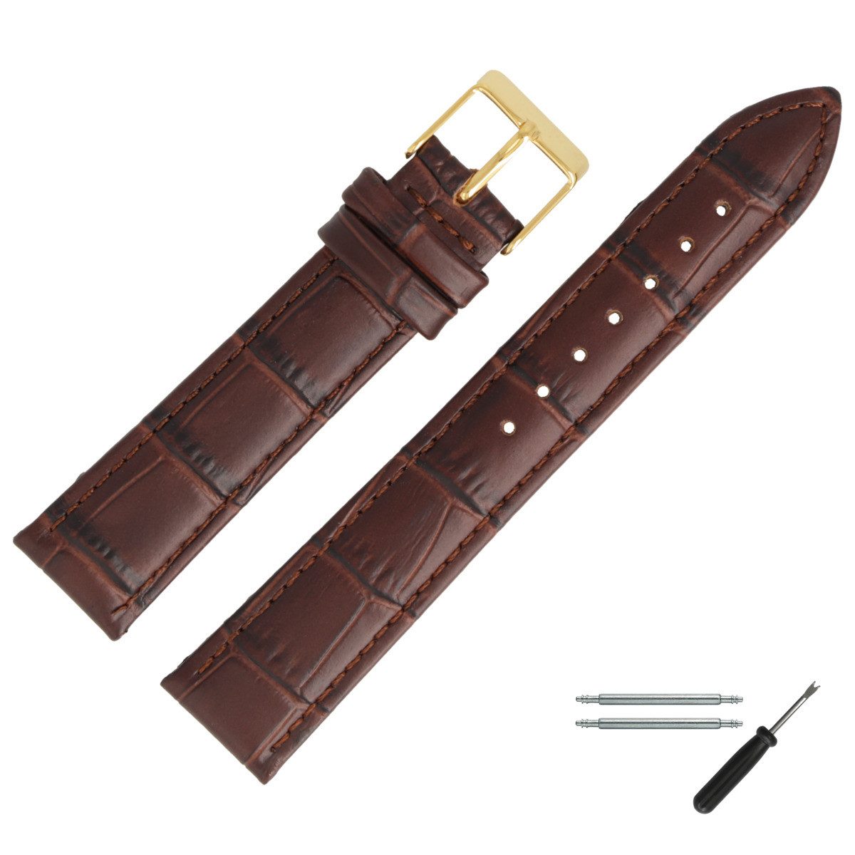MARBURGER Uhrenarmband 20mm Leder Alligator Prägung günstig online kaufen