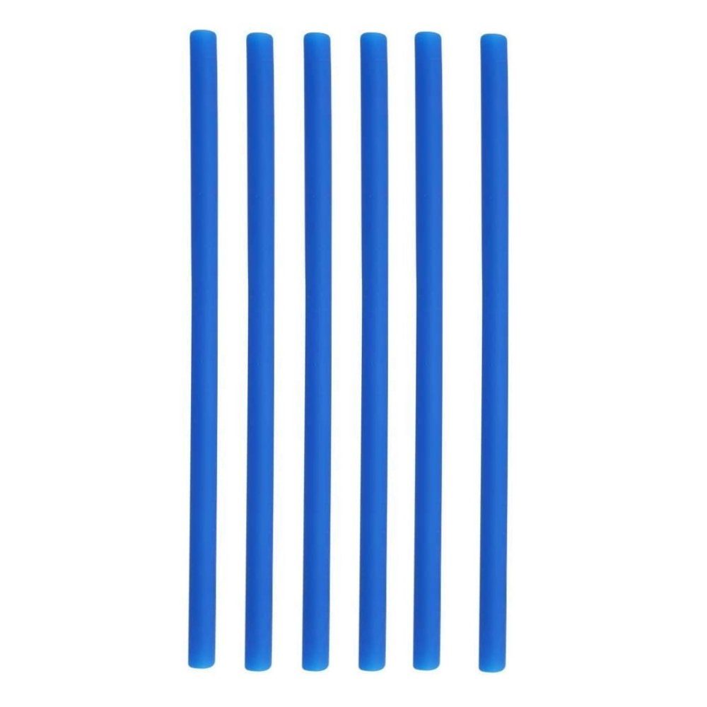 MAVURA Trinkhalme Silikon Strohhalme mit Aufbewahrungsdose Strohhalm XXL  Trinkhalm Set Blau wiederverwendbar 24cm [6er Set]