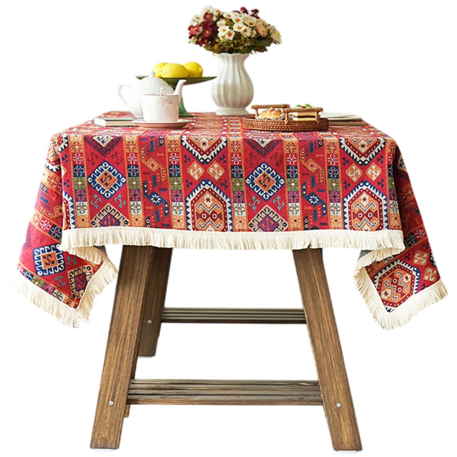 Tischdecke Abwaschbar Dicker Pflegeleicht Tischdecke Boho Tischtuch mit Quaste