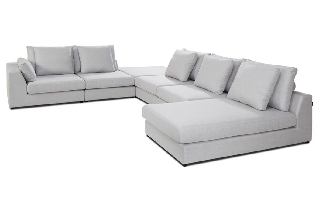 JVmoebel Ecksofa Wohnlandschaft Stoff Ecksofa U-Form Sofa Couch Design, Made in Europe Weiß