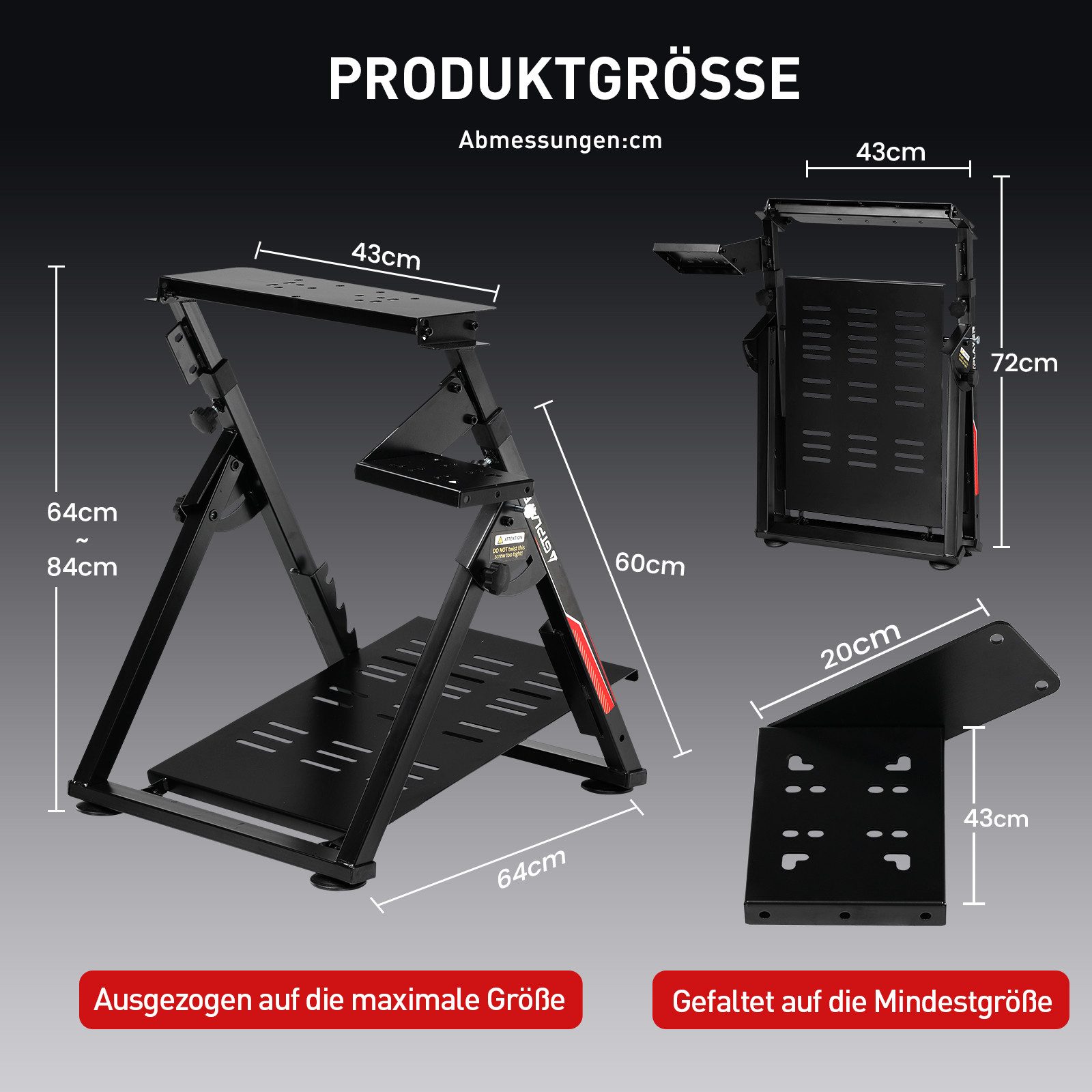 GTPLAYER Lenkradständer Lenkrad Gaming Wheel Stand für Logitech Controller (Neigungsverstellbares Gestell PS4 Xbox PC PS5) – Bild 3 von 5