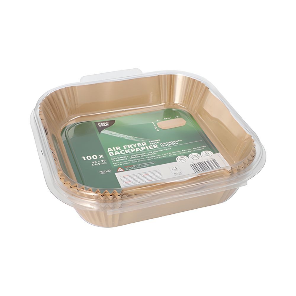 PAPSTAR Backpapier 100 x Backpapiere 20 cm x 20 cm x 4,5 cm braun Heißluftfritteusen – Bild 3 von 3