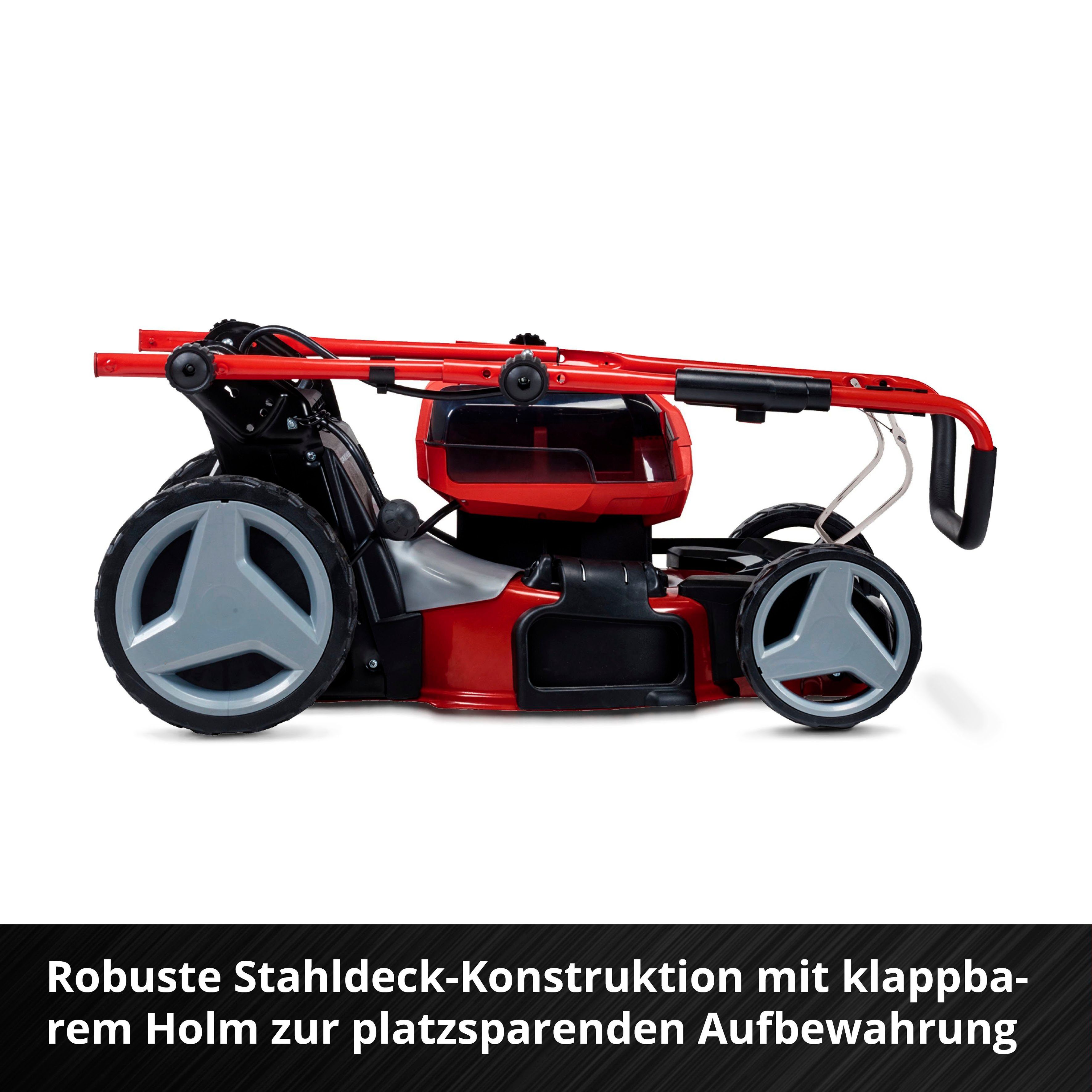 Einhell Akkurasenmäher GP-CM 36/47 S HW Li (4x4,0Ah), 47 cm Schnittbreite, (Set), mit Radantrieb, 4 Akkus und Ladegerät