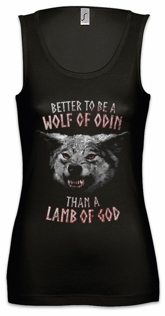Tanktop Wolf Of Odhin Ärmelloses Damen T-Shirt Odin Wölfe Geri Freki Thor