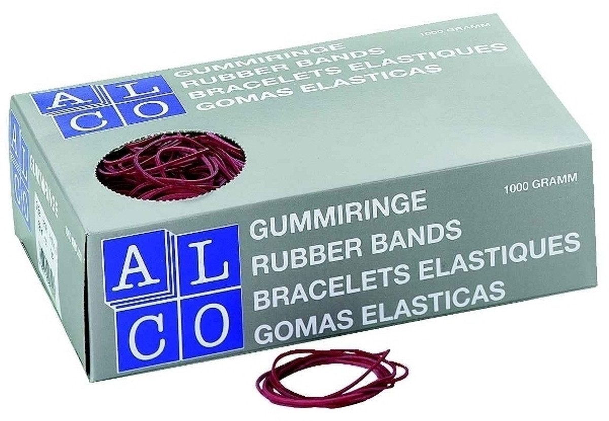 ALCO Gummibänder Gummiringe 100mm 1000g im Karton rot