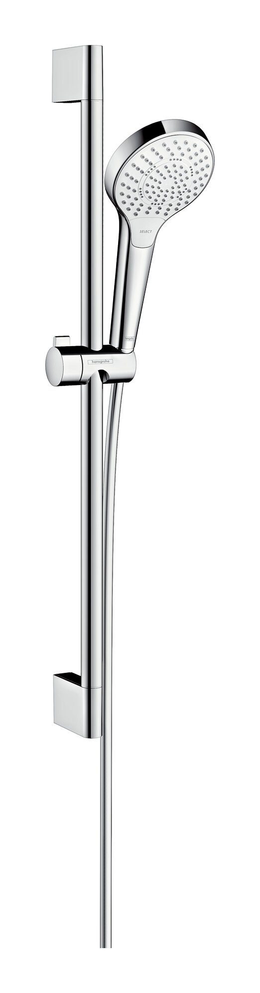 hansgrohe Stangenbrause-Set Croma Select S 110 Multi, Höhe 66.9 cm, 3 Strahlart(en), Brauseset mit Brausestange 650 mm - Weiß / Chrom
