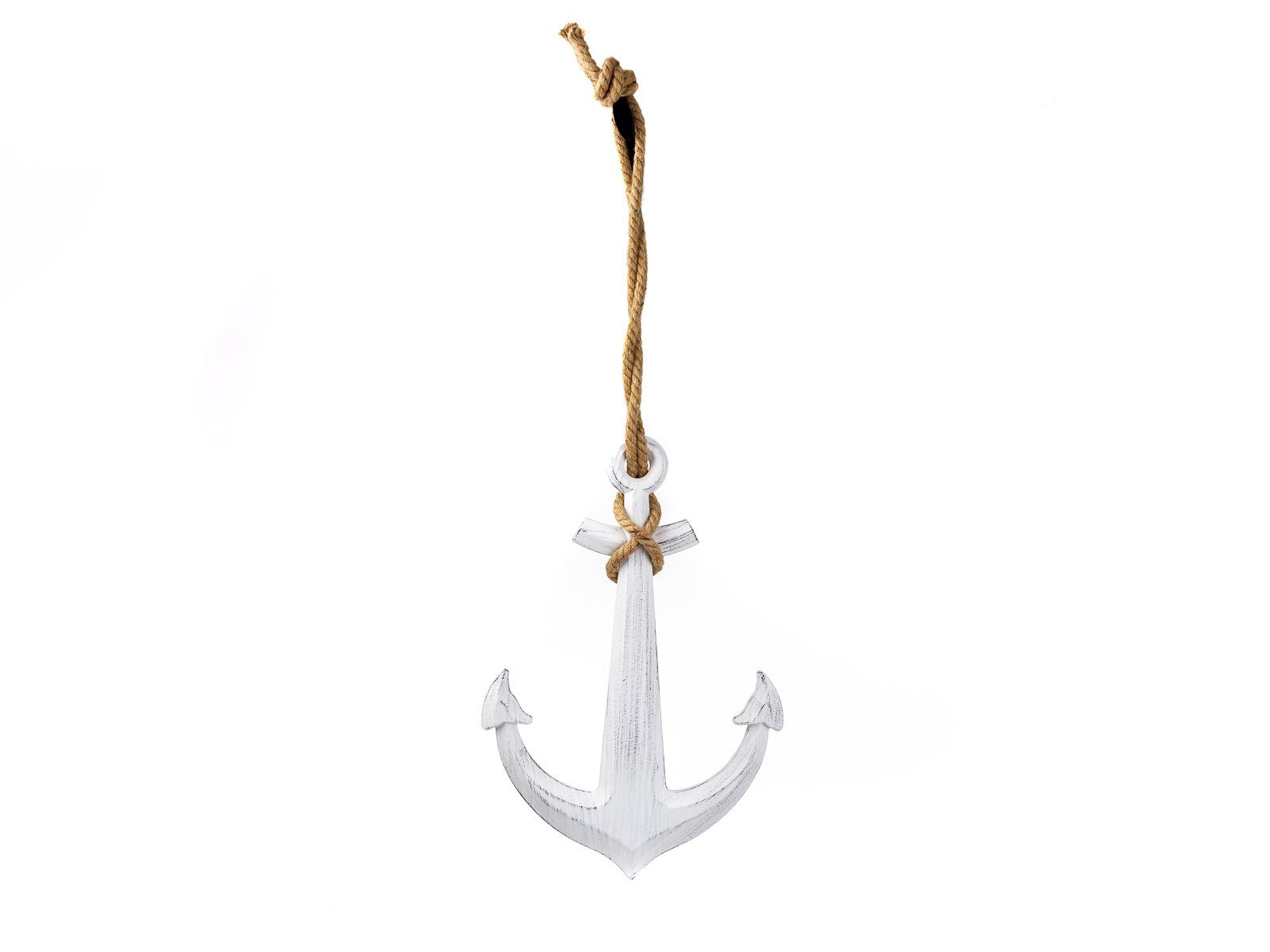 CEPEWA Dekoobjekt Vintage Deko Anker weiß mit Tau zum Aufhängen