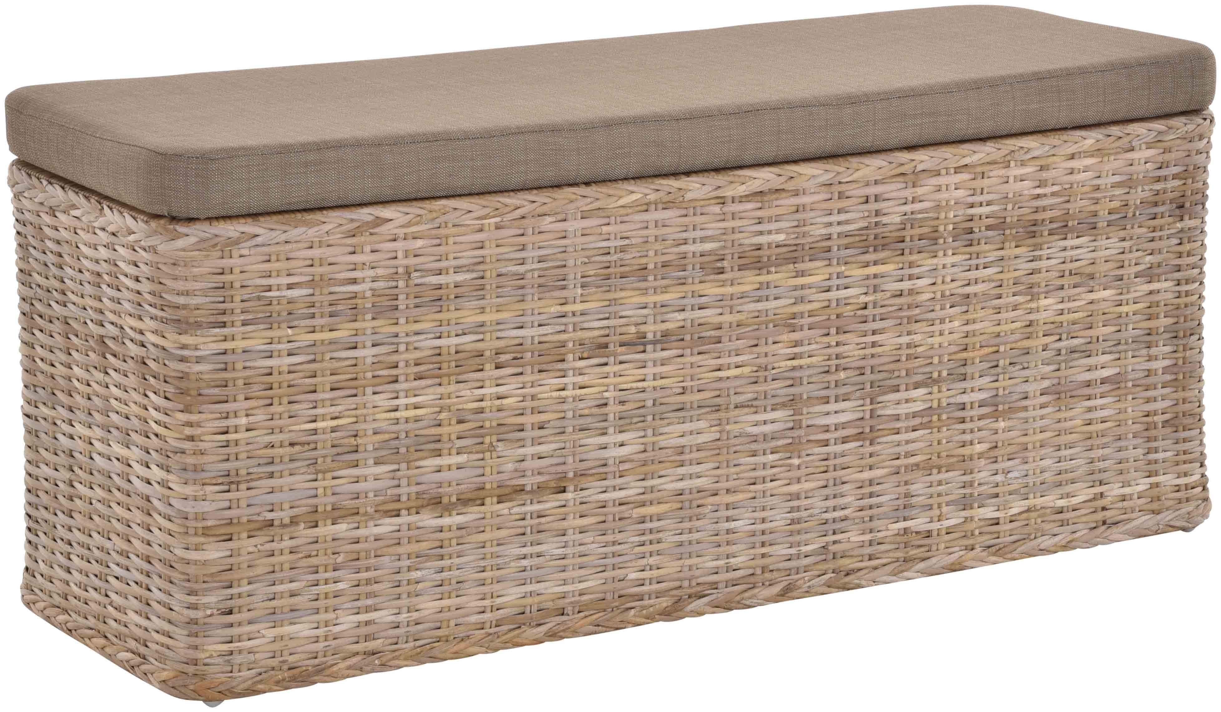 Krines Home Sitztruhe Breiter Rattan Wäschekorb 115cm mit Deckel Wäschetruh günstig online kaufen