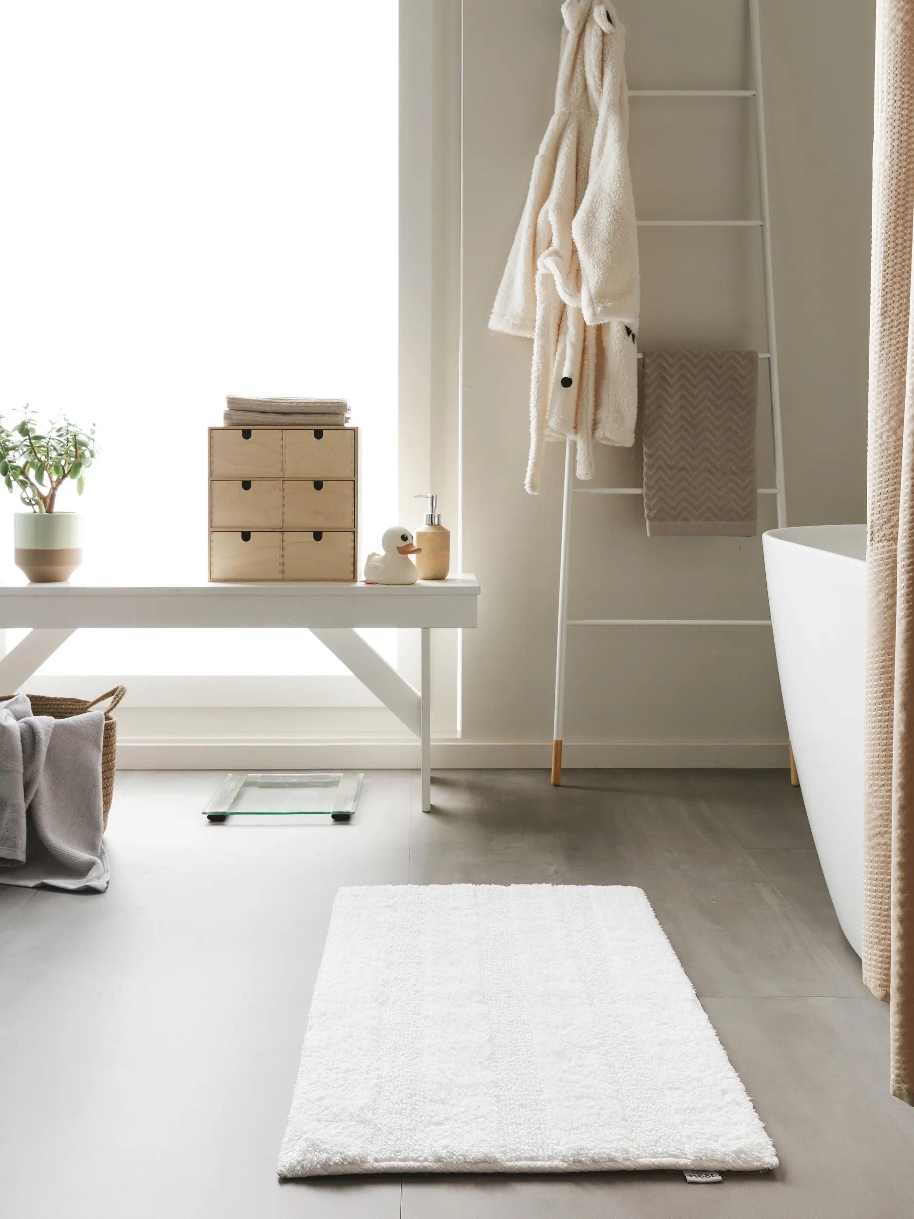 benuta Badematte Ilka, Höhe 5 mm, Baumwolle, rechteckig, 100% Baumwolle, Strukturmix, Minimalistisch, Badezimmer