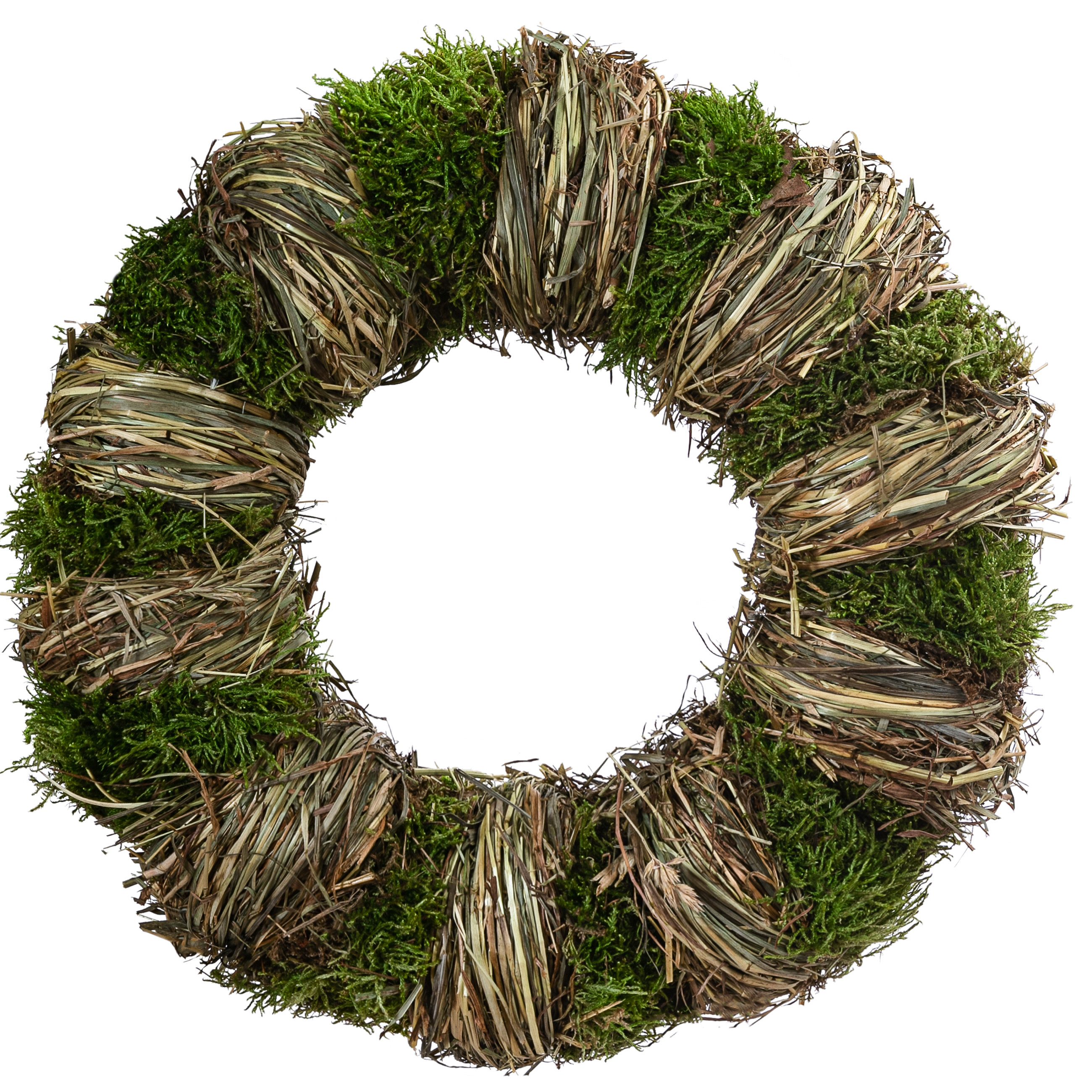 Dehner Dekokranz Natur-Kranz Moos, Ø 30 cm, Höhe 10 cm, Heu / Moos, handgefertigter Kranz aus Naturmaterial, beidseitig gebunden