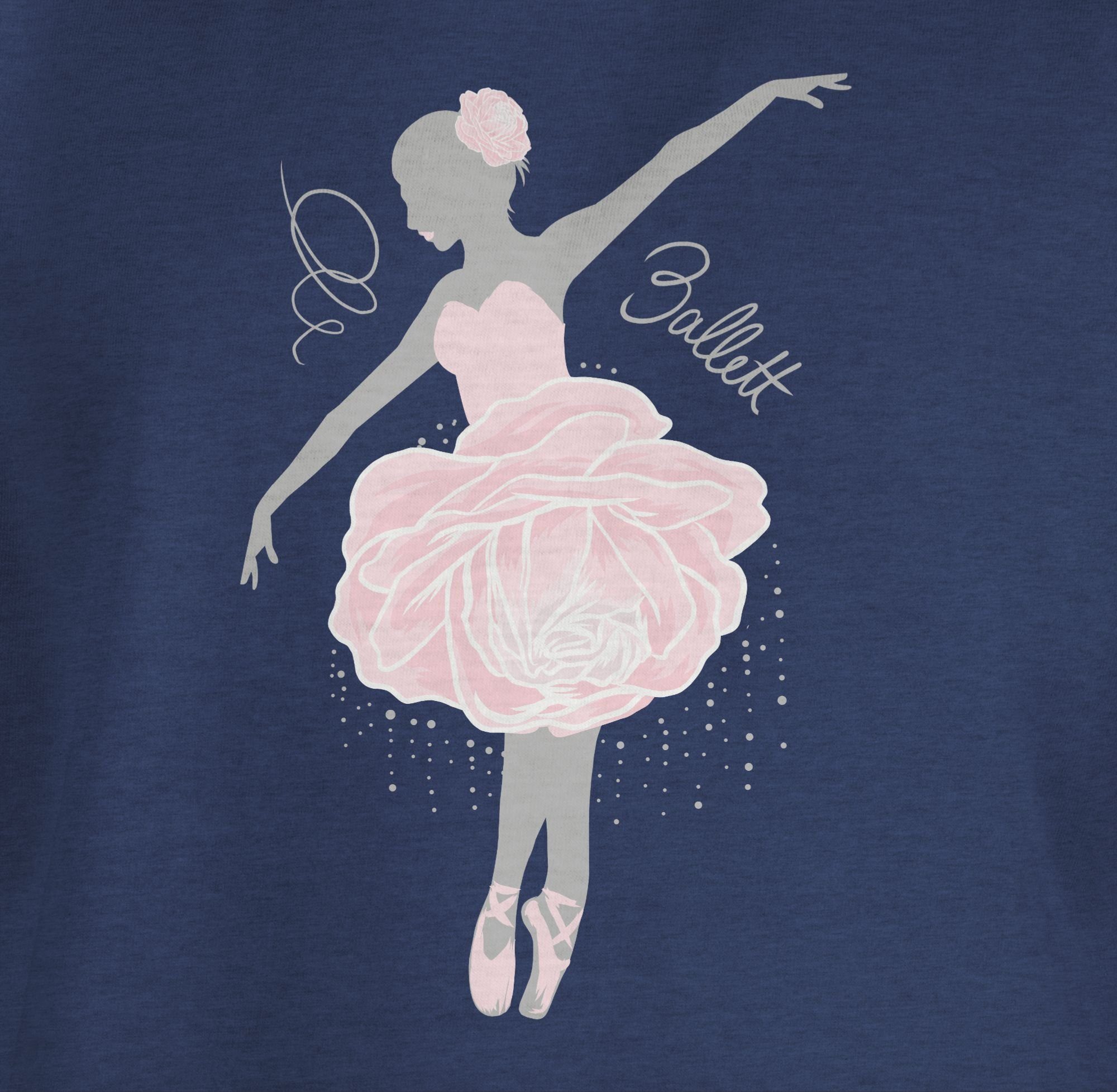 Ballerina Kleidung Meliert Kinder - Dunkelblau Shirtracer T-Shirt Sport 2 grau/rosa