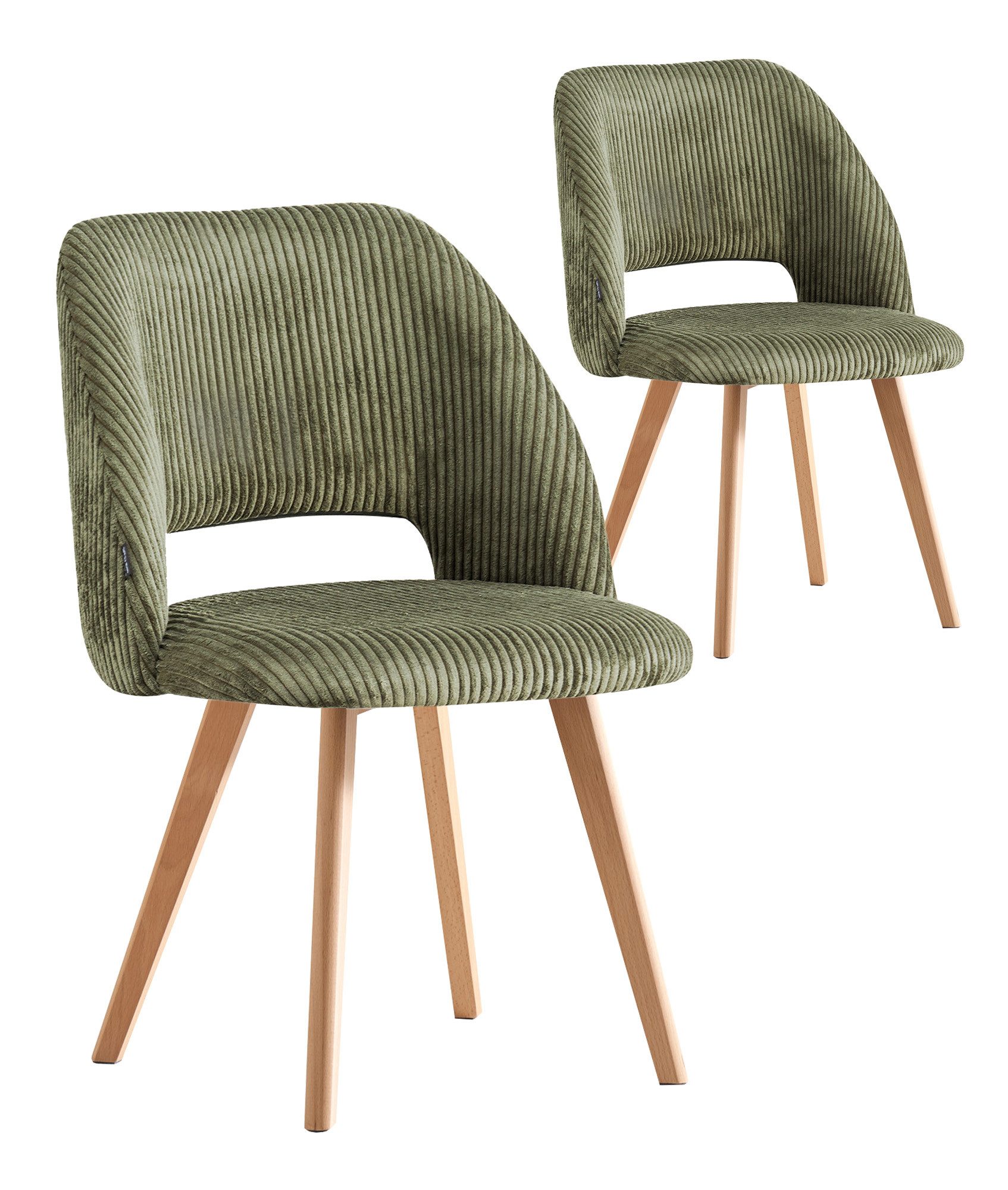 B&D home 4-Fußstuhl VICKY (Set, 2 St), gepolstert, Stuhlbeine aus Metall oder Massivholz wählbar