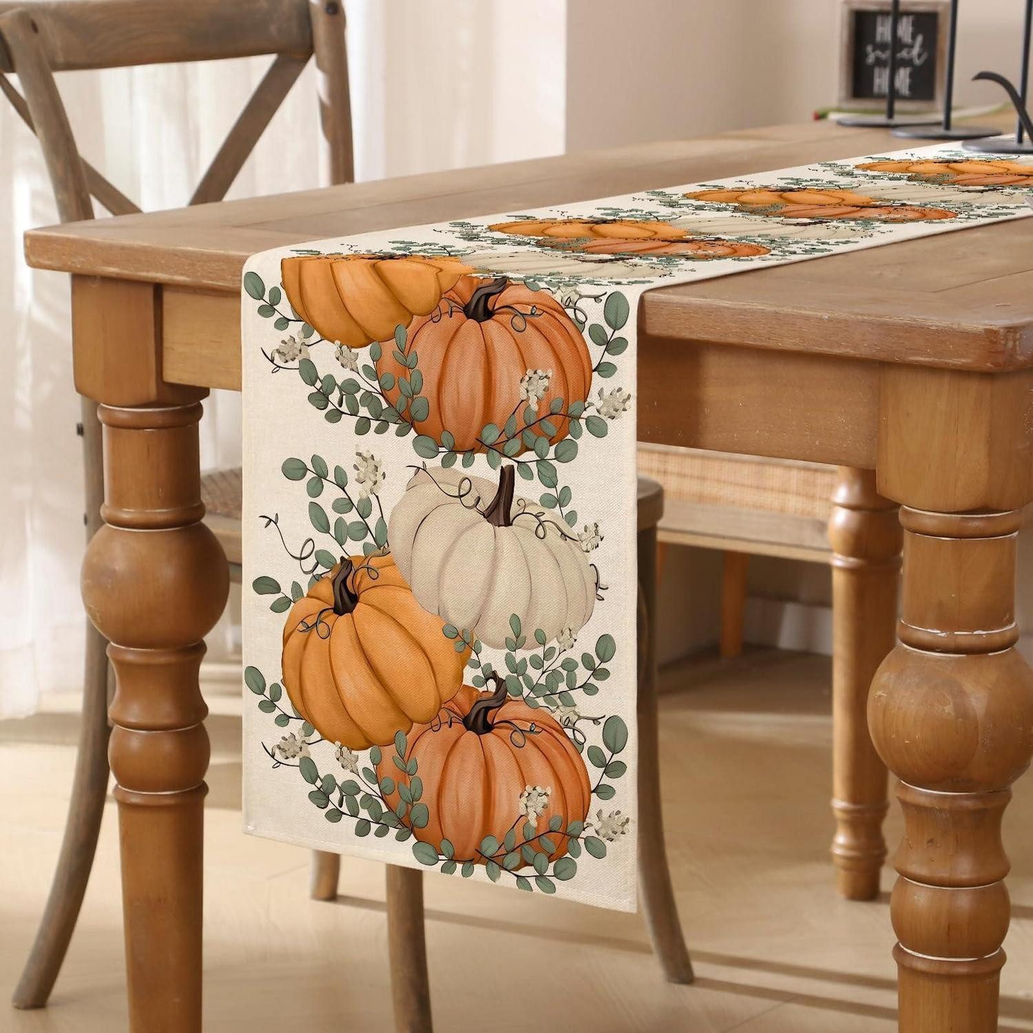 LuxusKollektion Tischläufer Tischläufer Herbst Kürbis Blätter 33x183cm (1-tlg)