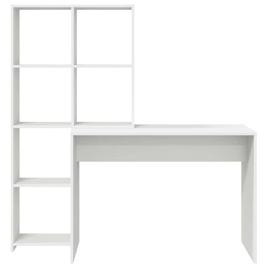 vidaXL Schreibtisch Schreibtisch mit Regal Weiß 138,5 x 55 x 143 cm Holzwerkstoff (1-St) – Bild 5 von 5