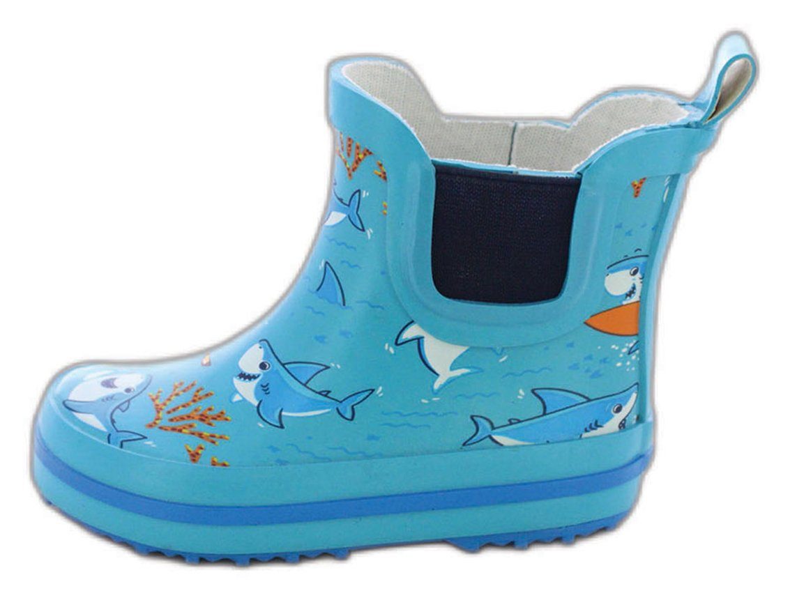 Kleinkinder Sharks Gummi-Einsätzen (wasserdichte leichtes und Beck seitlichen aus weichem Gummistiefel Ausziehen Gummistiefel für An- mit Naturkautschuk) Little Kurzstiefel