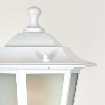 hofstein Außen-Stehlampe Wegeleuchte aus Metall/Milchglas in Weiß, ohne Leuchtmittel, Kandelaber, Gartenbeleuchtung IP44, 2xE27, ohne Leuchtmittel
