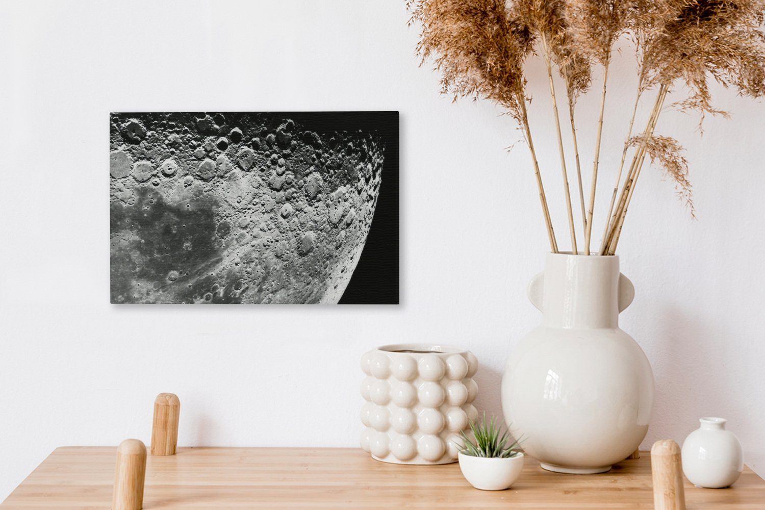 OneMillionCanvasses® Leinwandbild Weltraum Mond Wandbild Schwarz, cm Leinwandbilder, 30x20 - Wanddeko, St), (1 - Aufhängefertig,