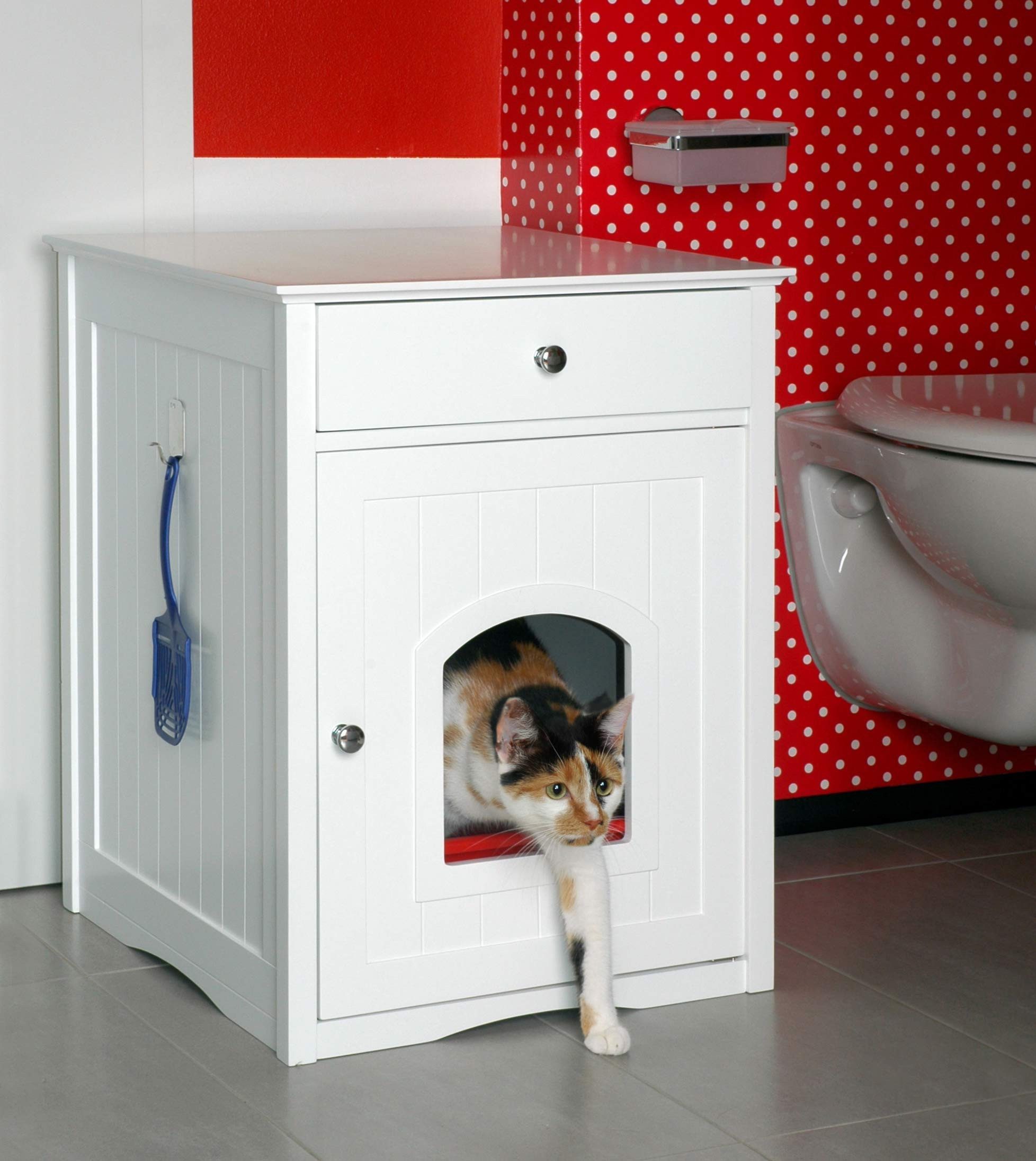 dobar Tierhaus Design Katzenschrank "Mohrle" weiß