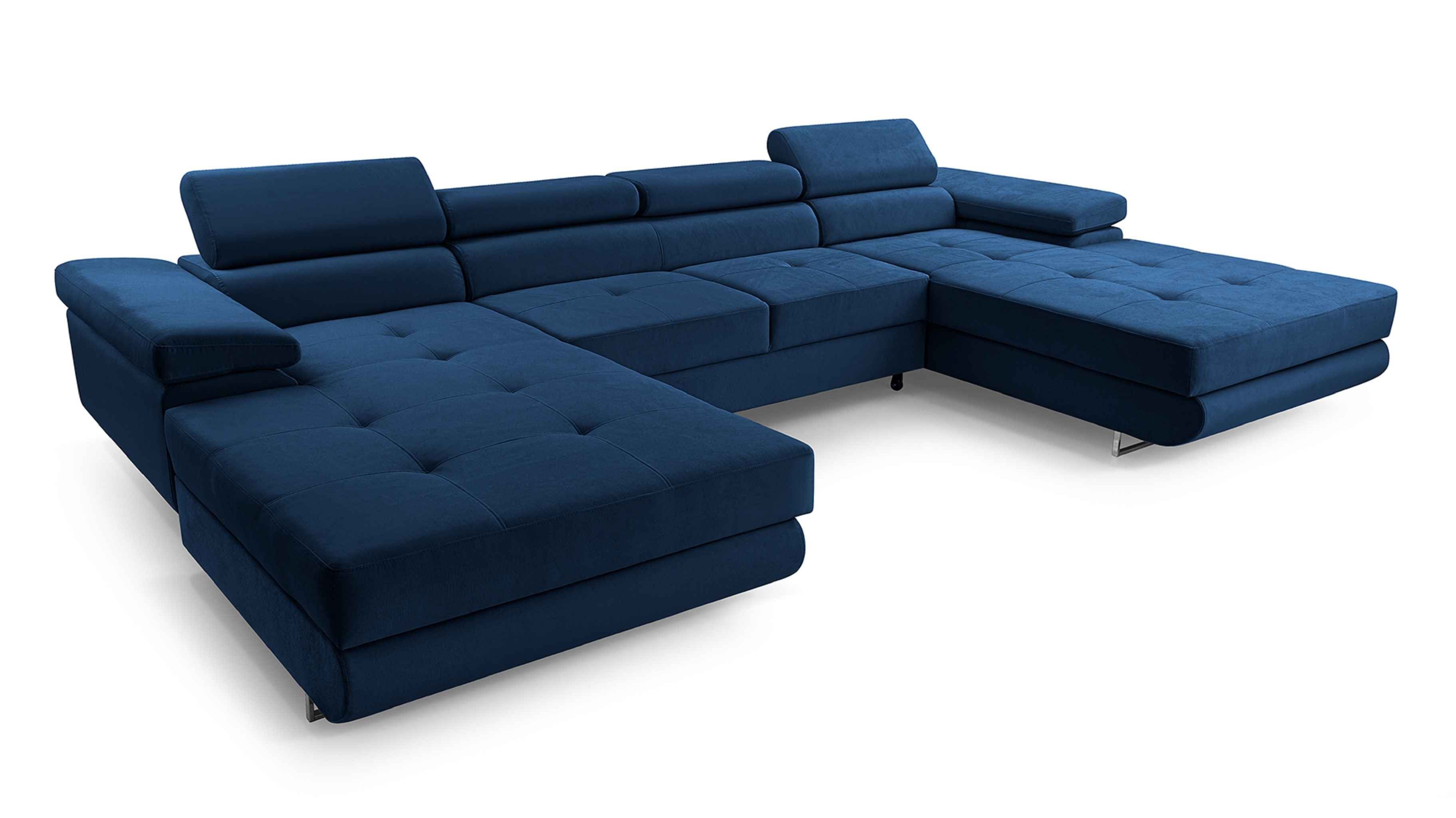 Furnix Wohnlandschaft NILLONA U Mini U-Sofa mit Schlaffunktion Bettkasten großzügig & bequem, Maße 352x90x202 cm, Schlaffläche 125x266 cm, Cord oder Feinstruktur