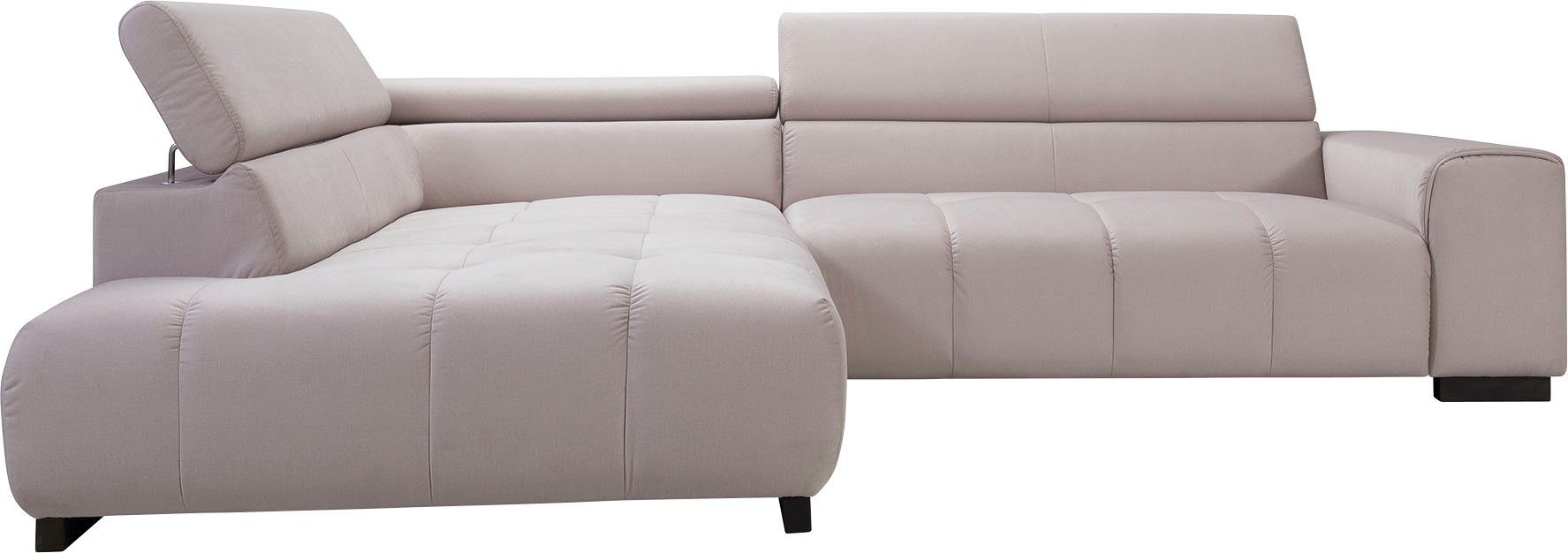 exxpo - sofa fashion Ecksofa, mit verstellbaren mit 3 Bettfunktion Kopfstützen, Kissen wahlweise und