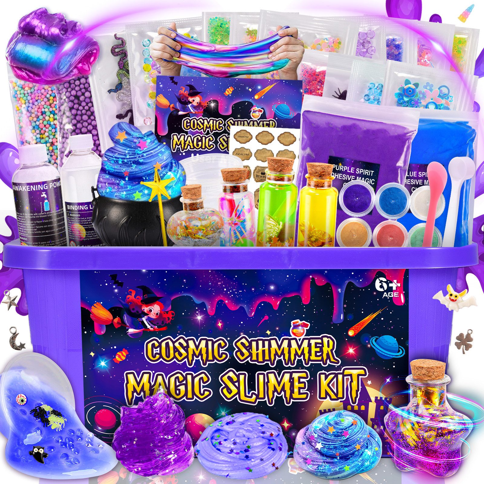 Wootoy Kreativset Experimentierkasten Schleim Bastelset Galaxy Einhorn DIY Slime Kit, (mit Glitzer Perlen und Zubehör zum Kreativen Gestalten, 1-tlg., Schleim-Bastelset in zwei Themenwelten: Galaxie oder Einhorn), Fördert Kreativität Feinmotorik und spiel