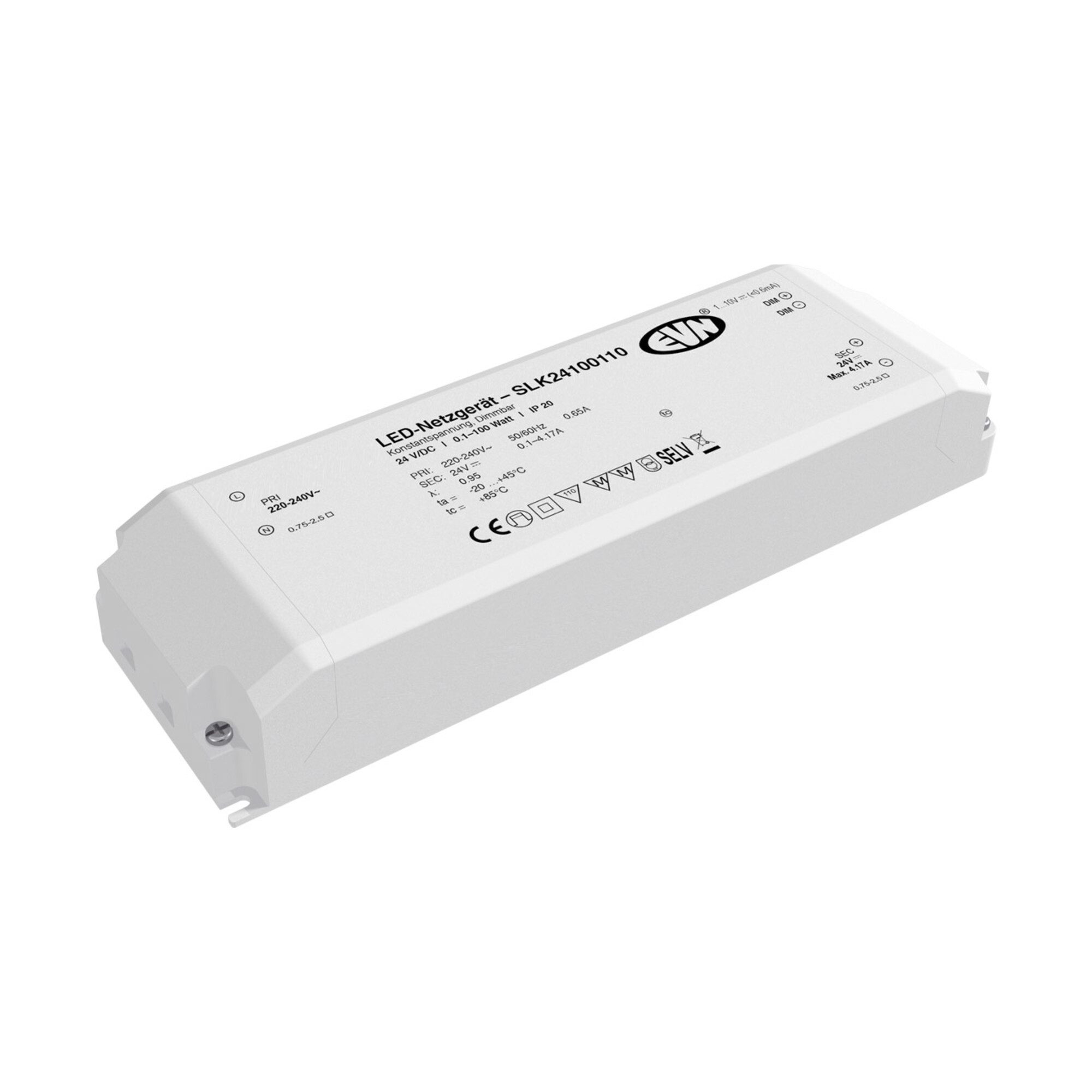 Contorion EVN Lichttechnik LED-Netzgerät 24VDC 0,1-100W IP20 SLK24100110 Steckdosenleiste