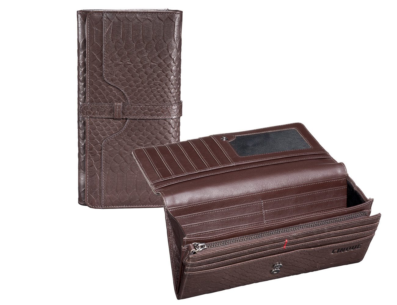 Cinque Geldbörse Leder Polyester Fiorella Dunkelbraun - 80299-8600, aus Leder, in Braun, 10 Kartenfächer, 2 Scheinfächer