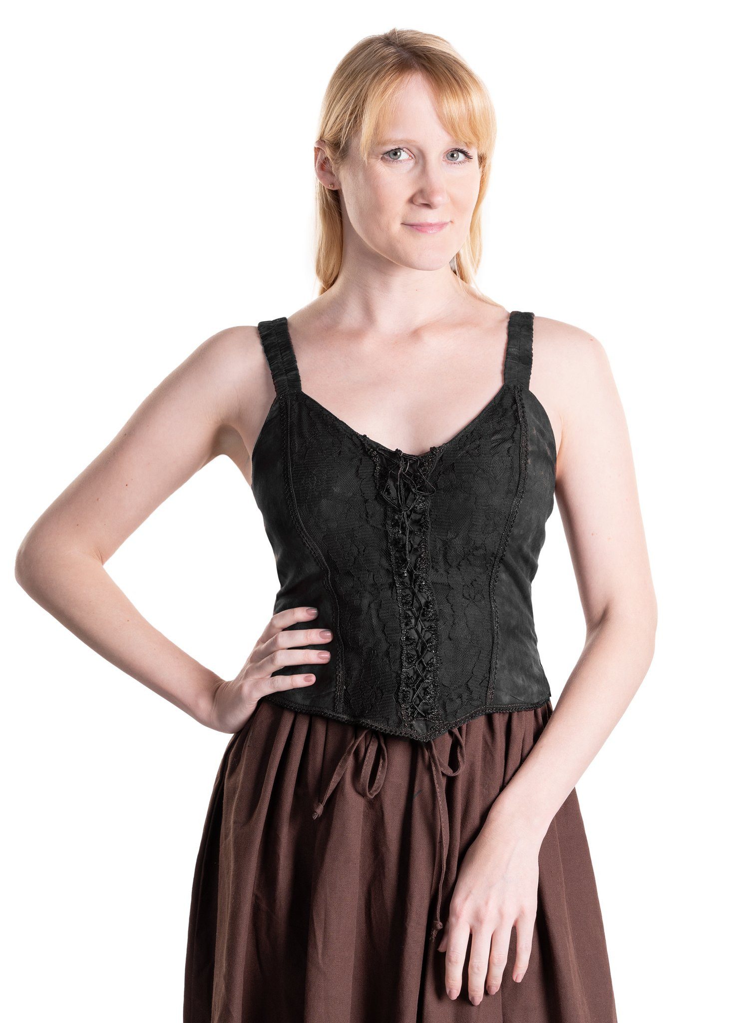 Metamorph Hexen-Kostüm Klassisches Mieder mit floraler Spitze schwarz, Hochwertige und authentische Mittelalterkleidung zu unschlagbar günst