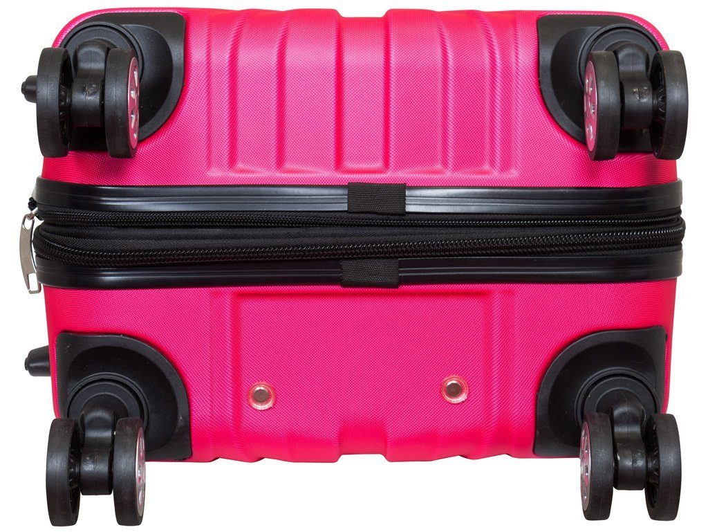 Trendyshop365 Hartschalen-Trolley Almeria 82 4 Doppelrollen, pink Zahlenschloss, Größe L, robust leicht Rollen, und Liter