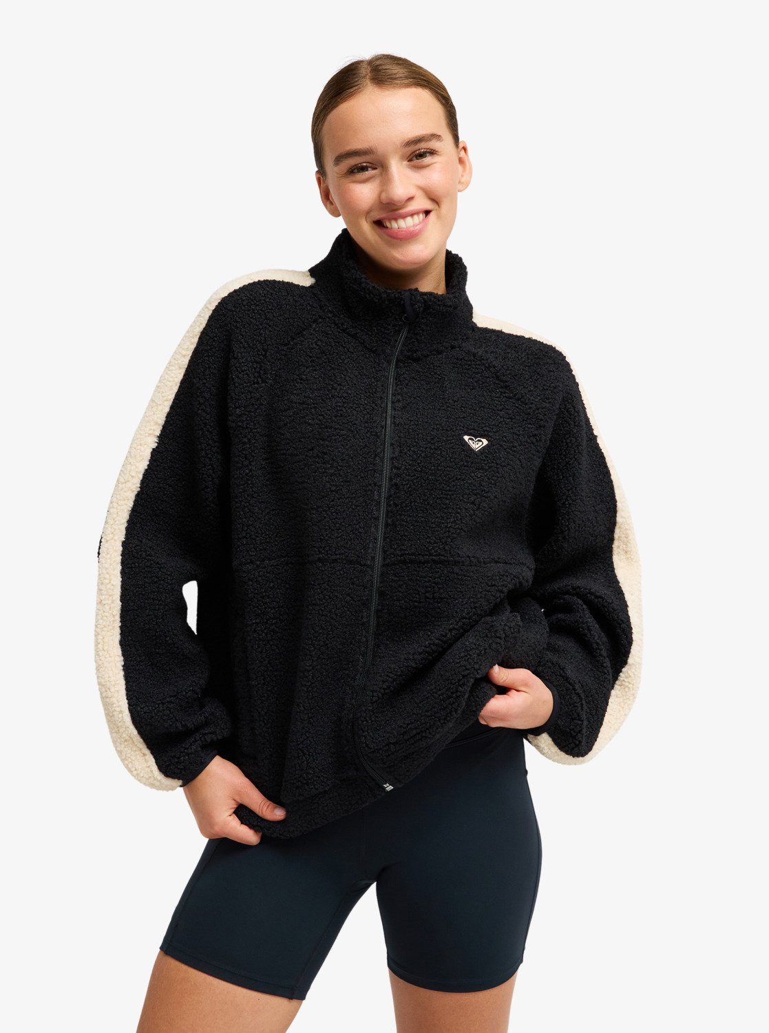 Roxy Fleecejacke BOUNDLESHORT SLEEVE SPIRIT SOLID ZIP Langarm, aus Polyester