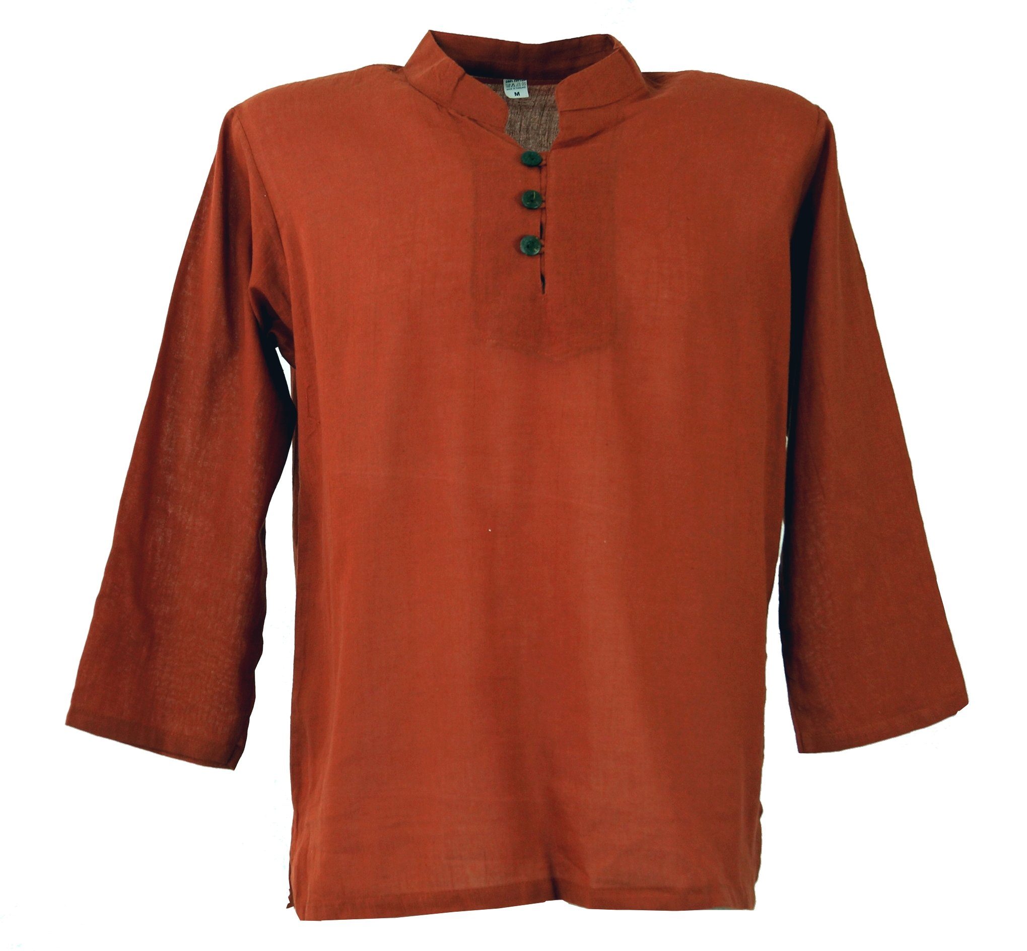 Guru-Shop Hemd & Shirt Yoga Hemd, Goa Hemd mit Knopfleiste - rost Ethno Sty günstig online kaufen