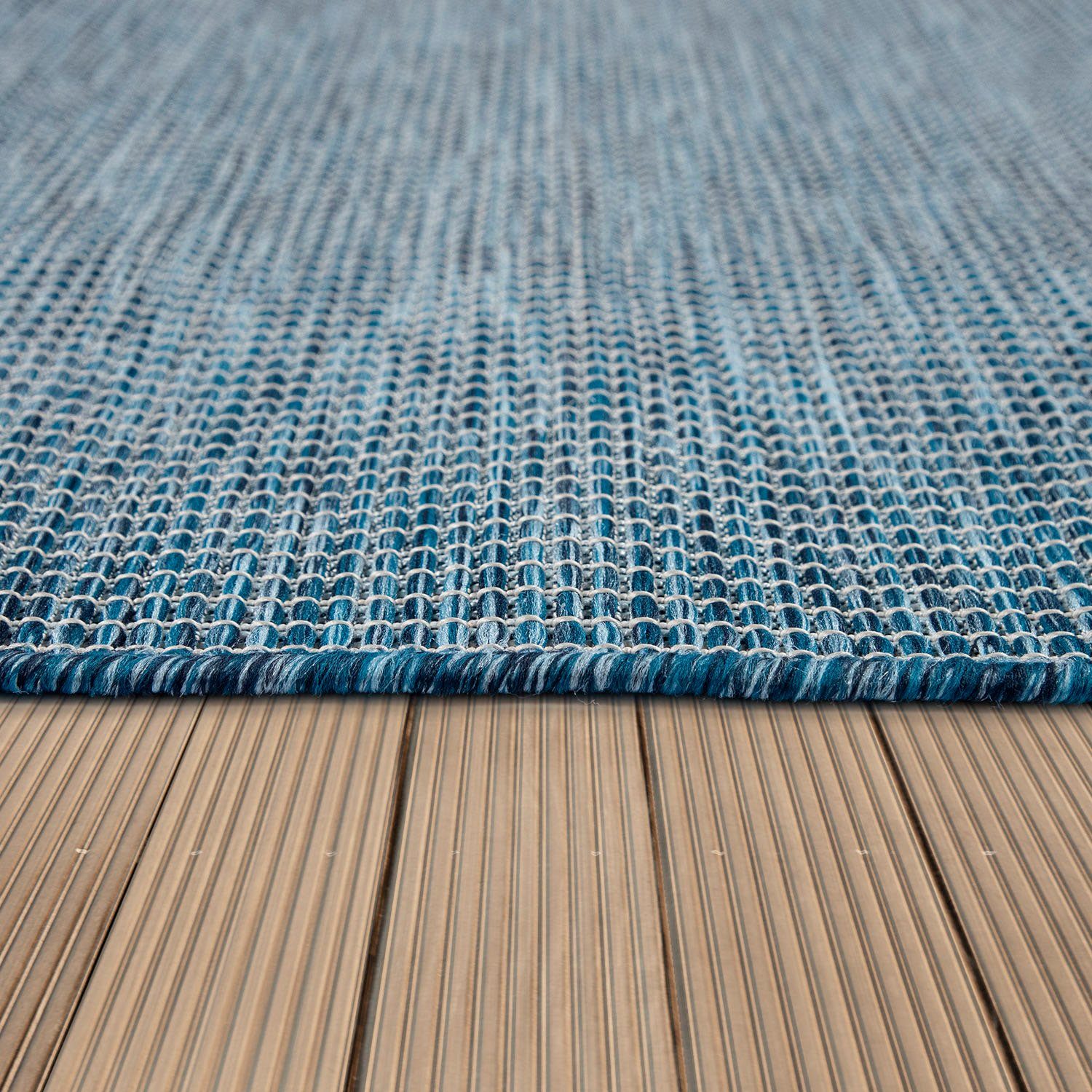 Teppich Sonset, Paco Flachgewebe, Höhe: mm, meliert, 4 Home, In- und Outdoor navy/blau rechteckig, geeignet, Wohnzimmer