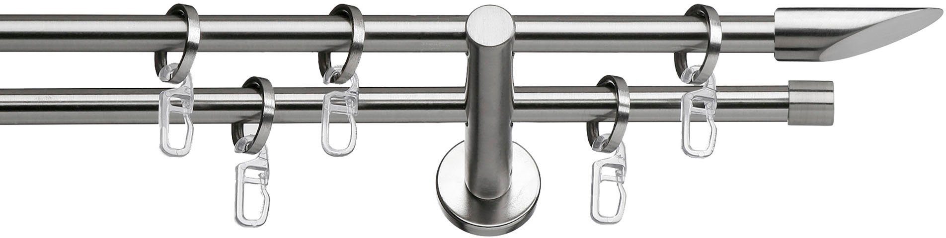 Gardinenstange Marbella, indeko, Ø 12 mm, 2-läufig, Fixmaß, verschraubt,  Stahl, Komplett-Set inkl. Ringen und Montagematerial