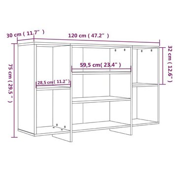 vidaXL Sideboard Sideboard Räuchereiche 120x30x75 cm Holzwerkstoff (1 St)