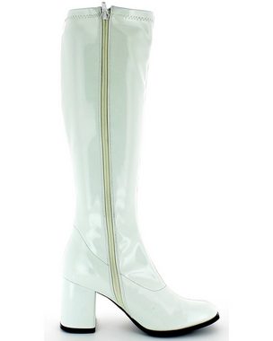 Das Kostümland Gogo Damen Retro Lackstiefel, Weiß Stiefel