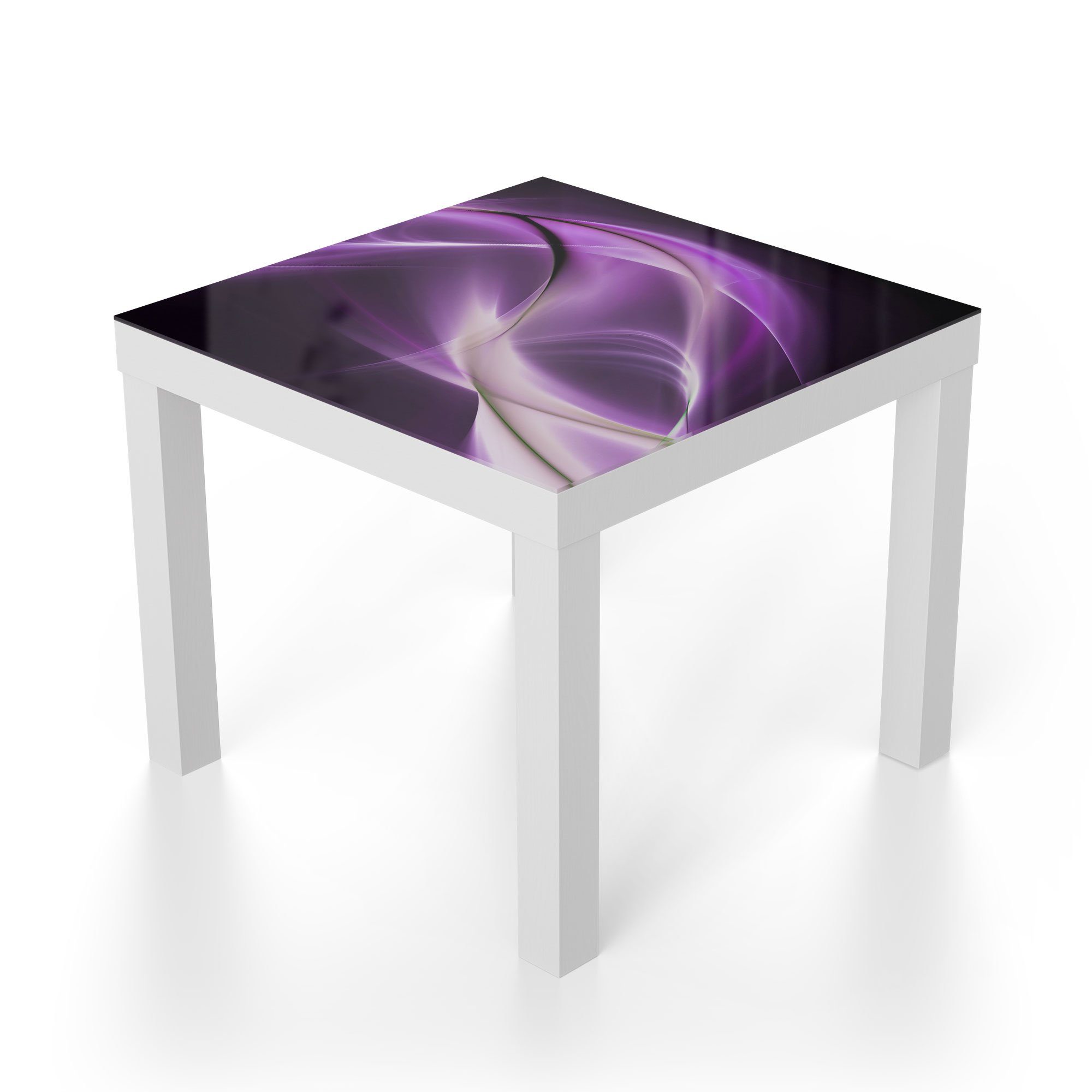 modern Couchtisch Glas Glastisch DEQORI 'Ultraviolettes Beistelltisch Lichtspiel', Weiß
