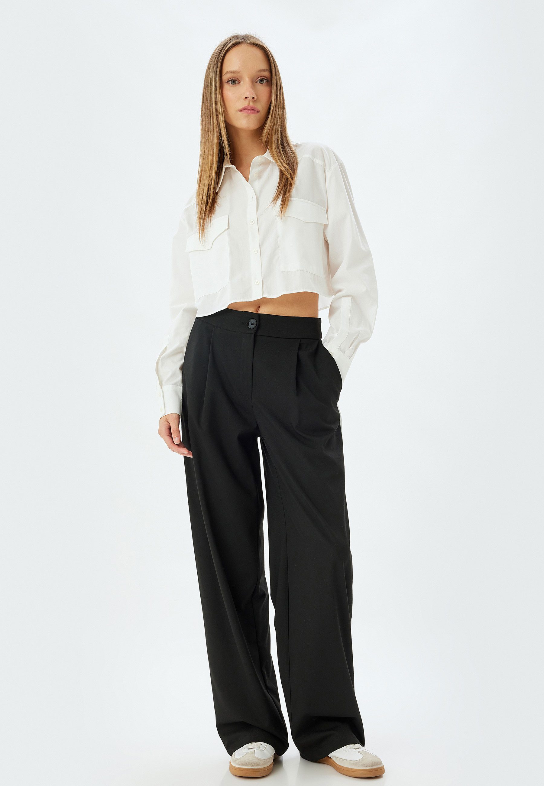 Palazzohose Normale Leibhöhe Wide Leg