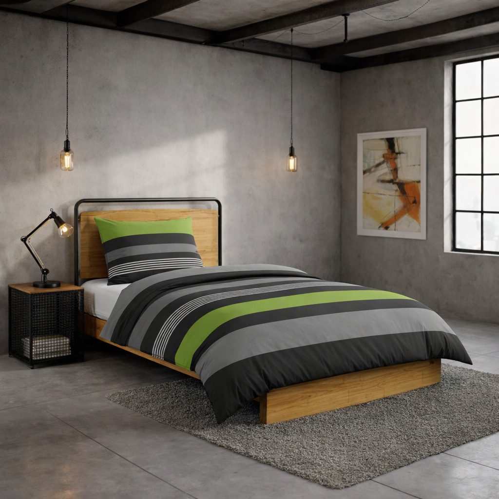 Casa Colori Bettwäsche Kuschelige Flanell Bettwäsche 135x200cm gestreift, Biber, 2 teilig, 100% Baumwolle