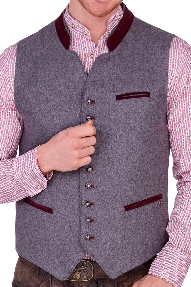 Spieth & Wensky Trachtenweste Trachtenweste - NIESEL - mittelgrau/weinrot günstig online kaufen